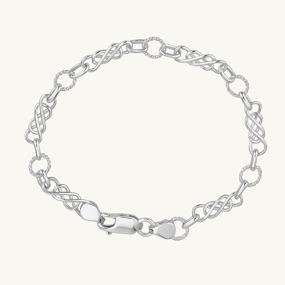 Handmade Alternating Twisted Circle & Celtic Chain, 6 mm — Sterling Silver
