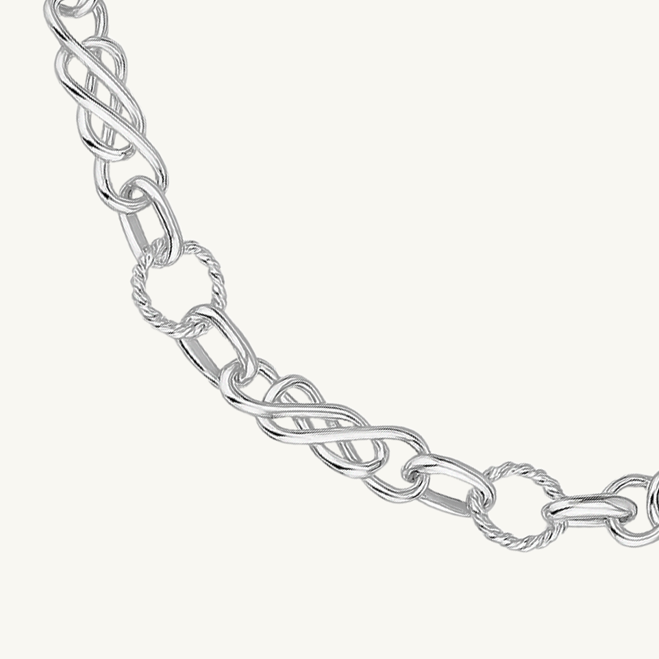 Handmade Alternating Twisted Circle & Celtic Chain, 6 mm — Sterling Silver
