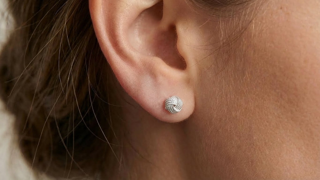 Twisted Knot Stud Earrings Sterling Silver 7mm