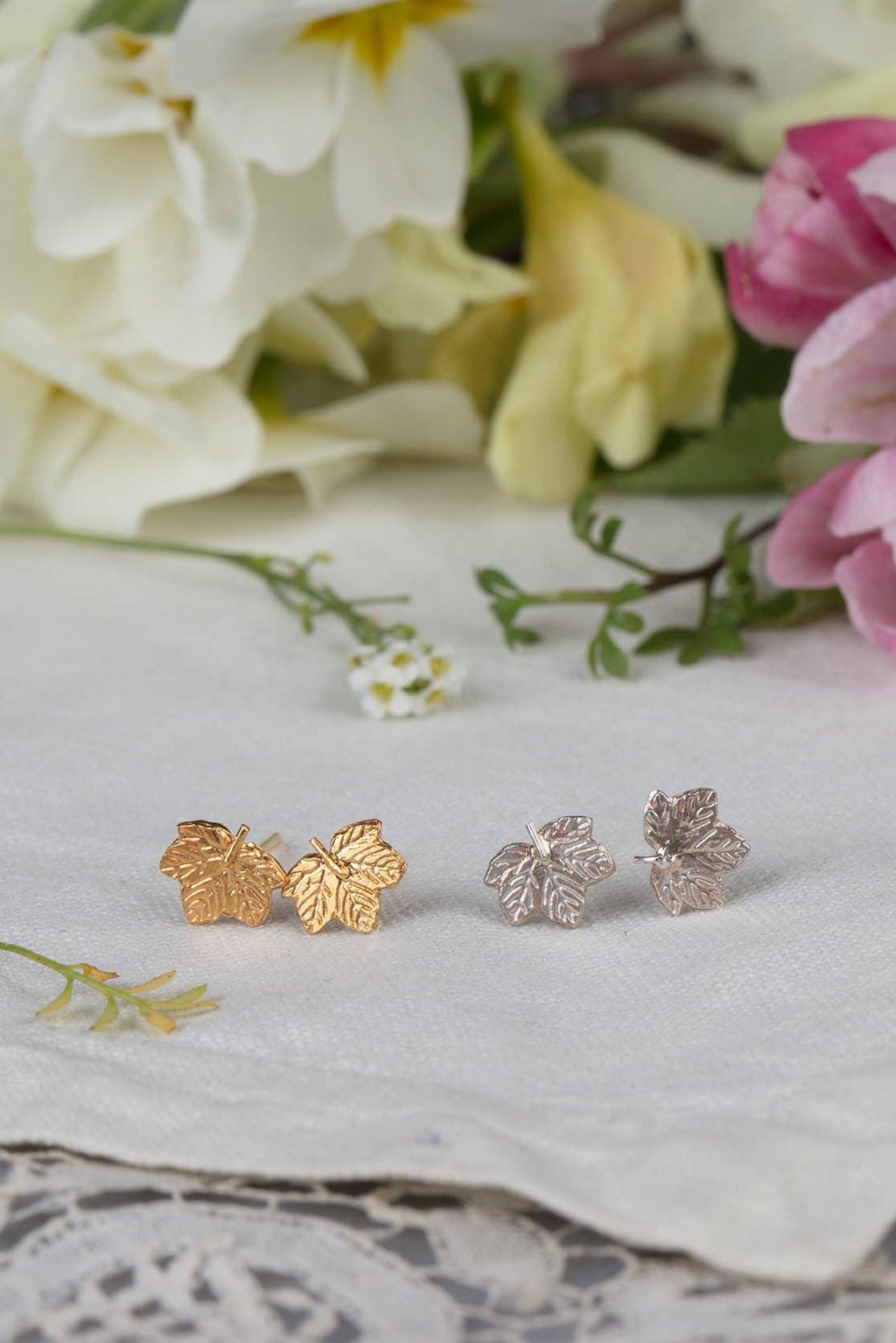 Sycamore Leaf Earrings - small studs