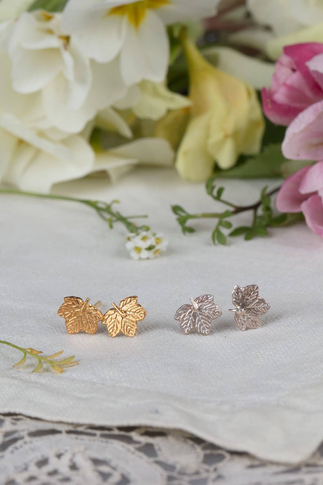Sycamore Leaf Earrings - small studs