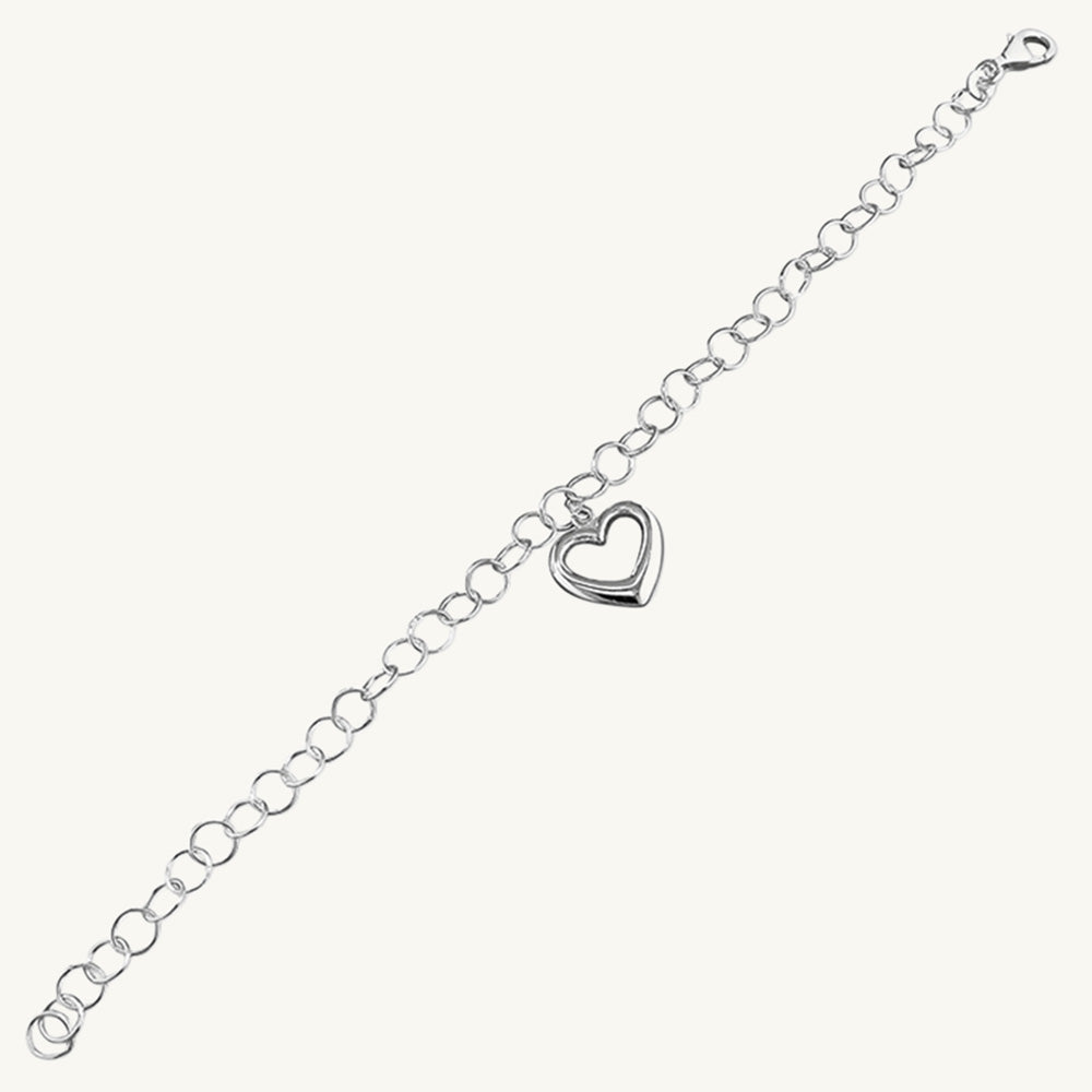 Outline Heart Charm Bracelet, Adjustable to 19 cm