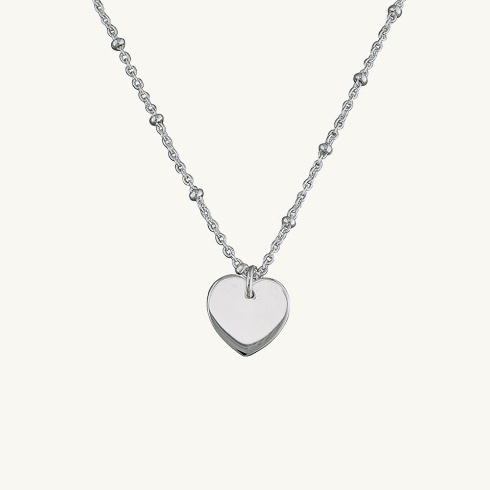 Station Bead Necklace with Heart Pendant