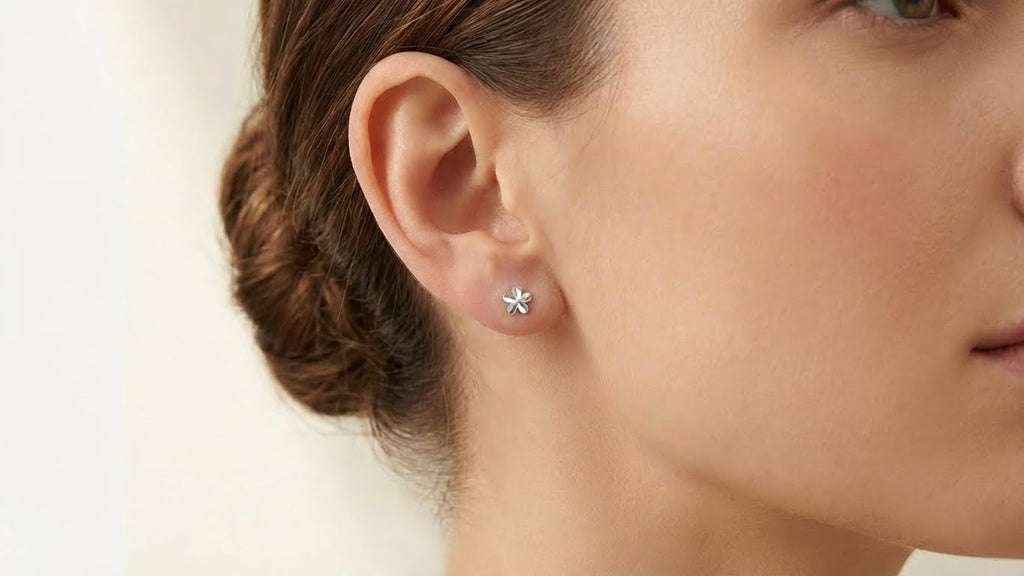 Diamond-Cut Flower Stud Earrings