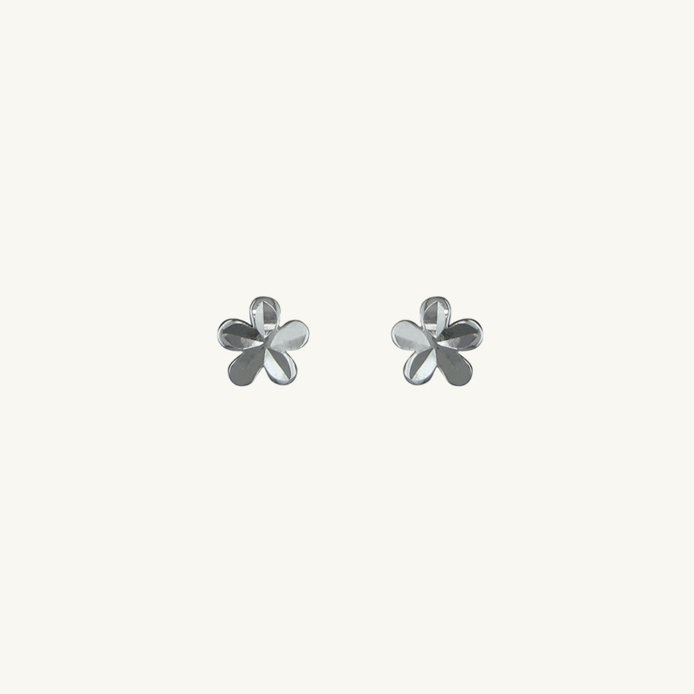 Diamond-Cut Flower Stud Earrings