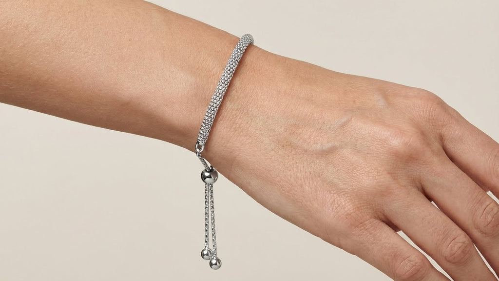 Popcorn Slider Bracelet Sterling Silver, 3.6 mm