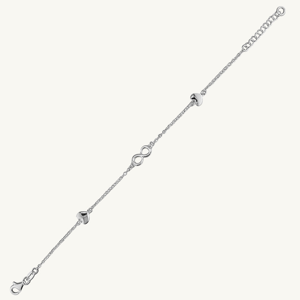 Infinity & Heart Bracelet, Adjustable 17–20 cm