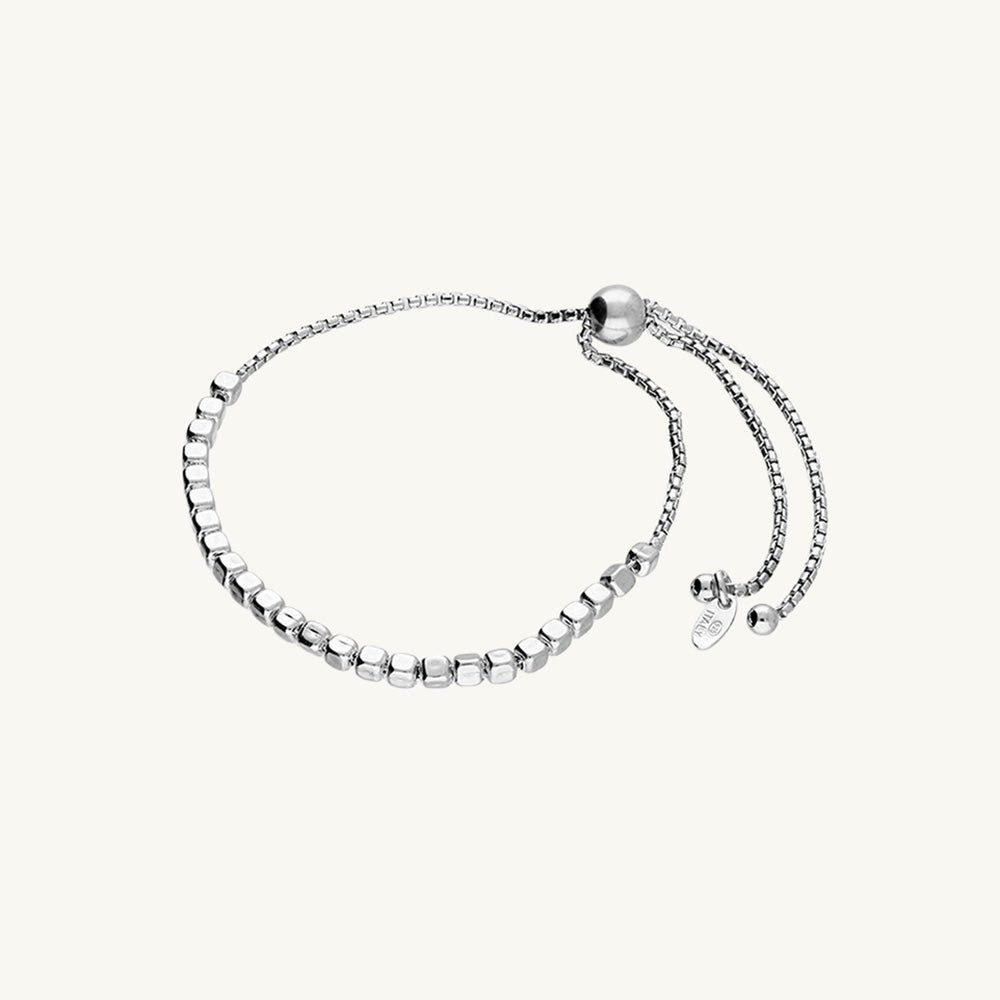 Cube Bead Slider Bracelet, Adjustable 19–22 cm