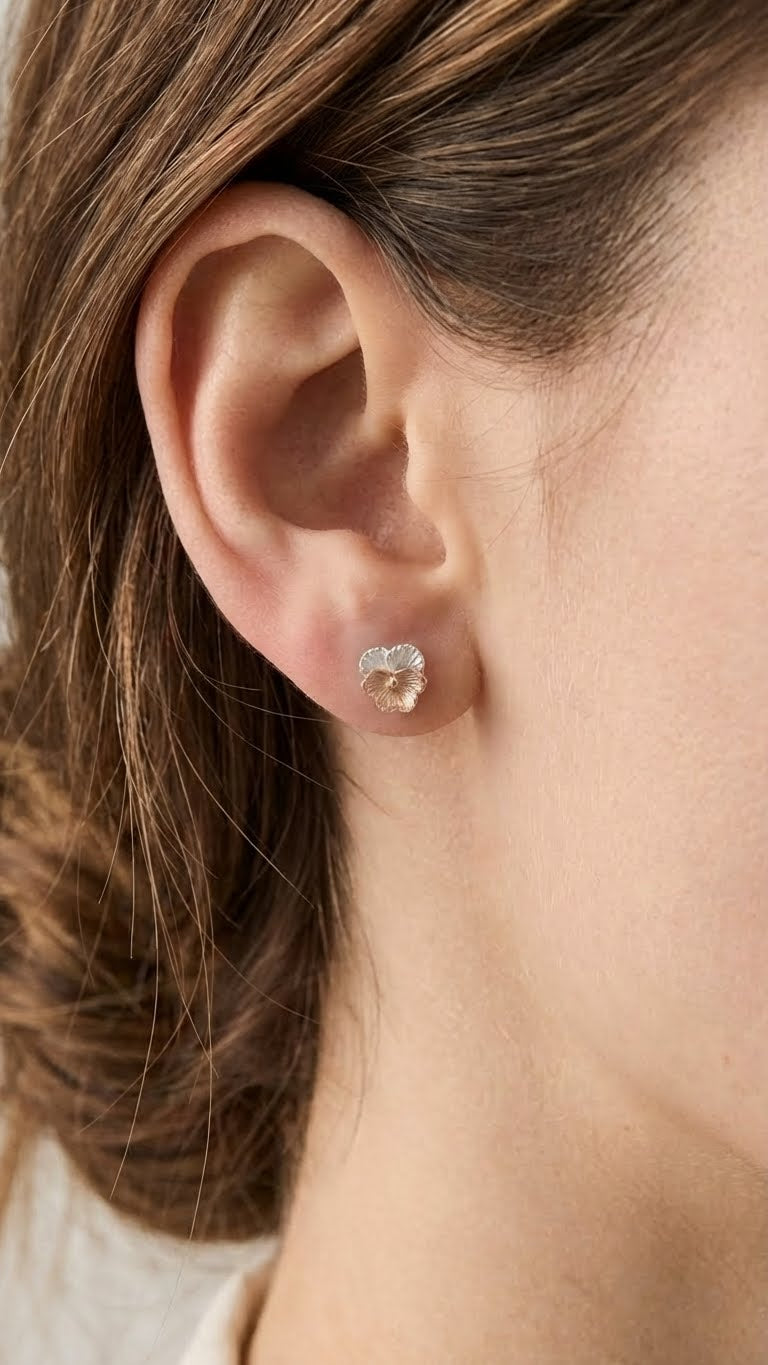 Flower Violet Stud Earrings Sterling Silver