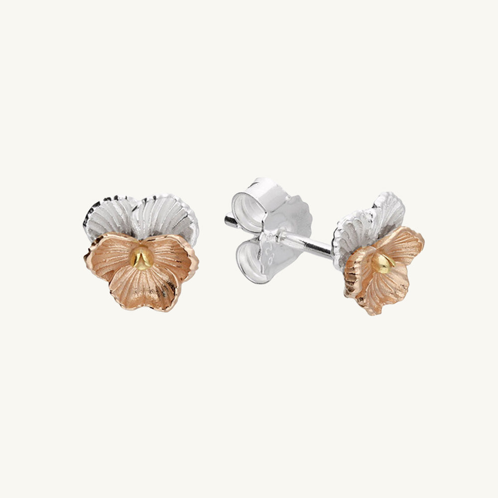 Flower Violet Stud Earrings Sterling Silver