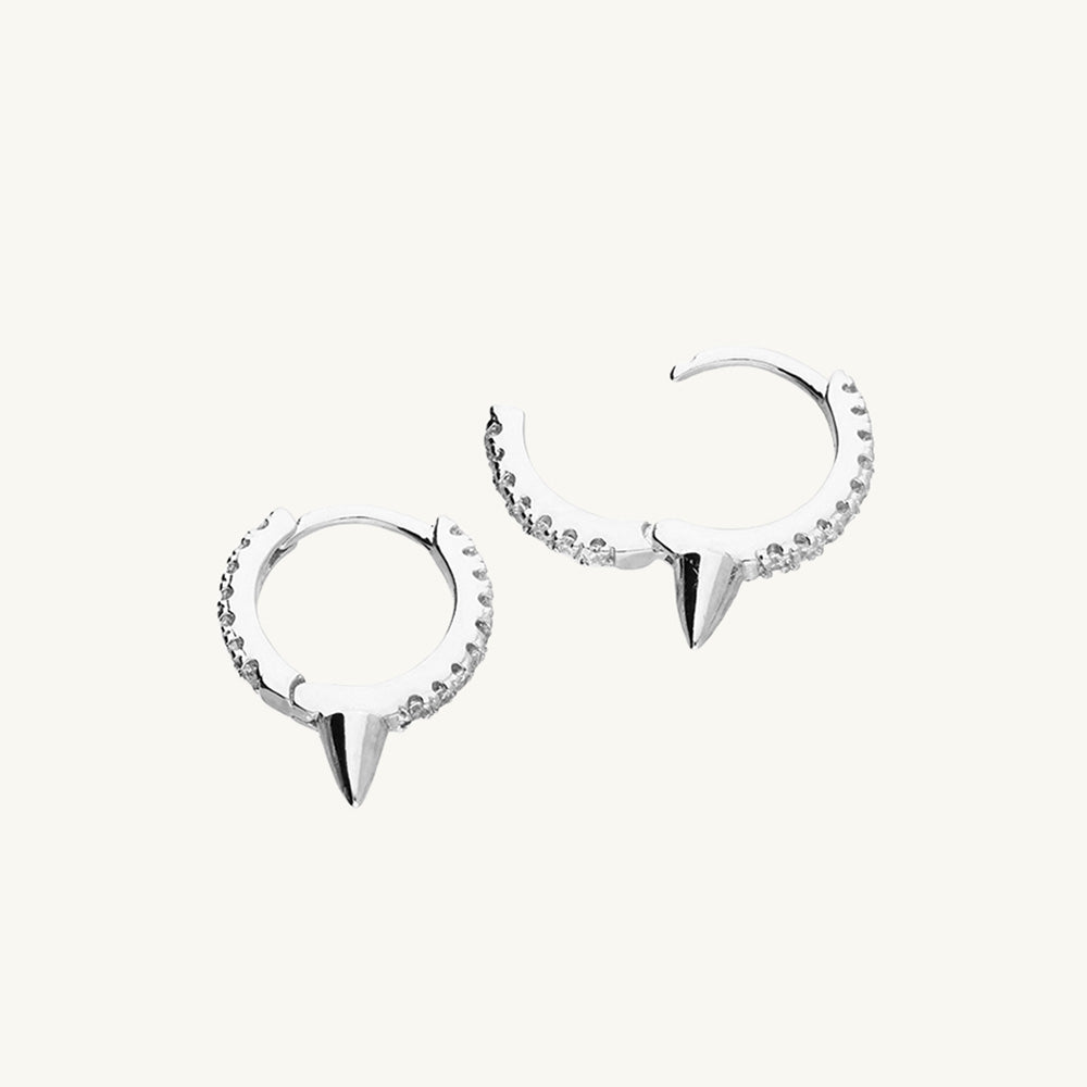 CZ Spike Huggie Hoop Earrings, 10 mm