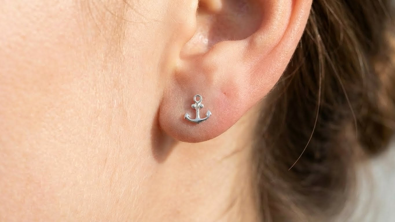 Moon & Star Stud Earrings Sterling Silver