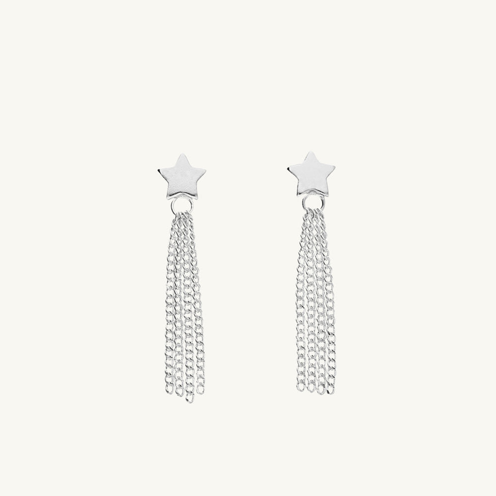 Star Tassel Drop Stud Earrings