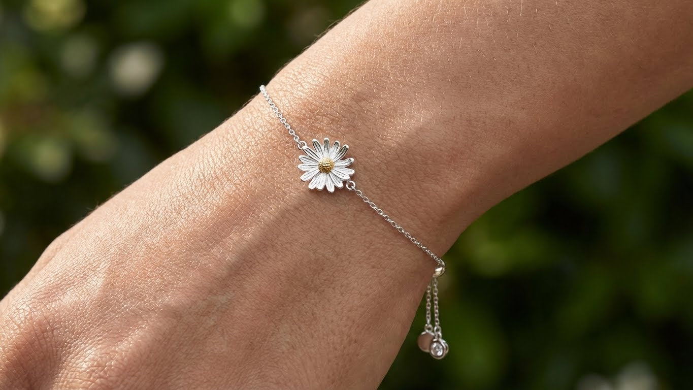 Daisy Slider Bracelet with Cubic Zirconia
