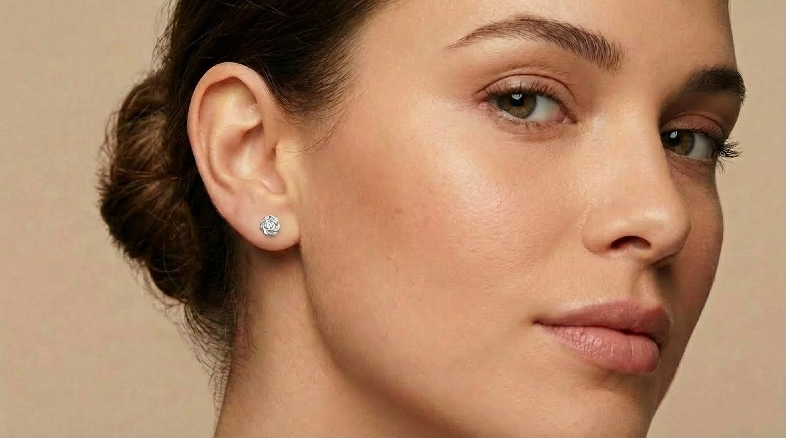 Cubic Zirconia Rose Stud Earrings