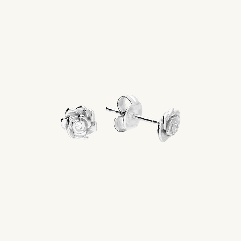 Cubic Zirconia Rose Stud Earrings