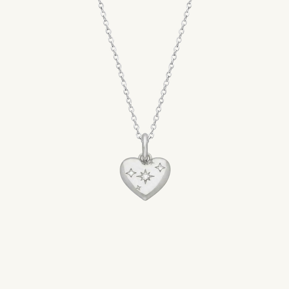CZ Starburst Heart Pendant with Adjustable Chain (46/51 cm)