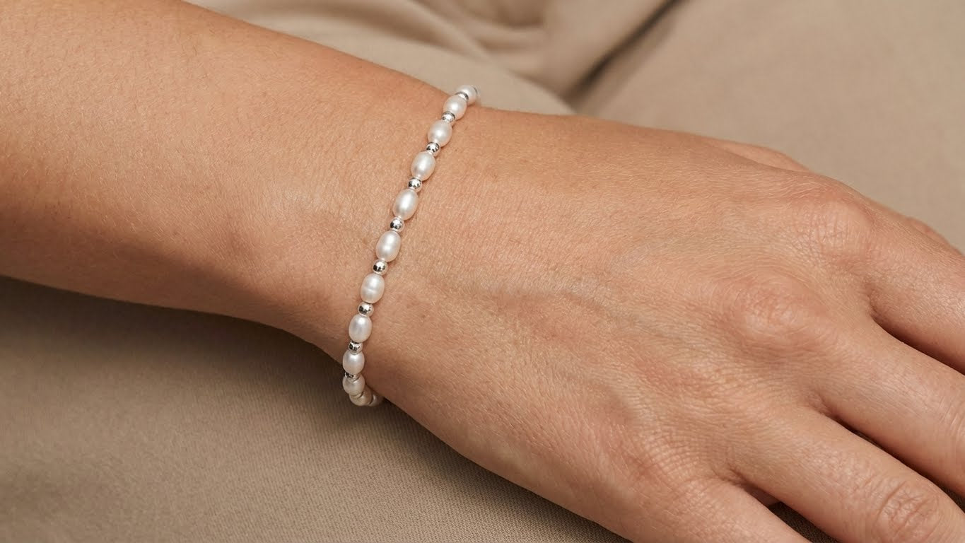 Freshwater Pearl & Bead Bracelet, 17 cm + 2.5 cm Extender
