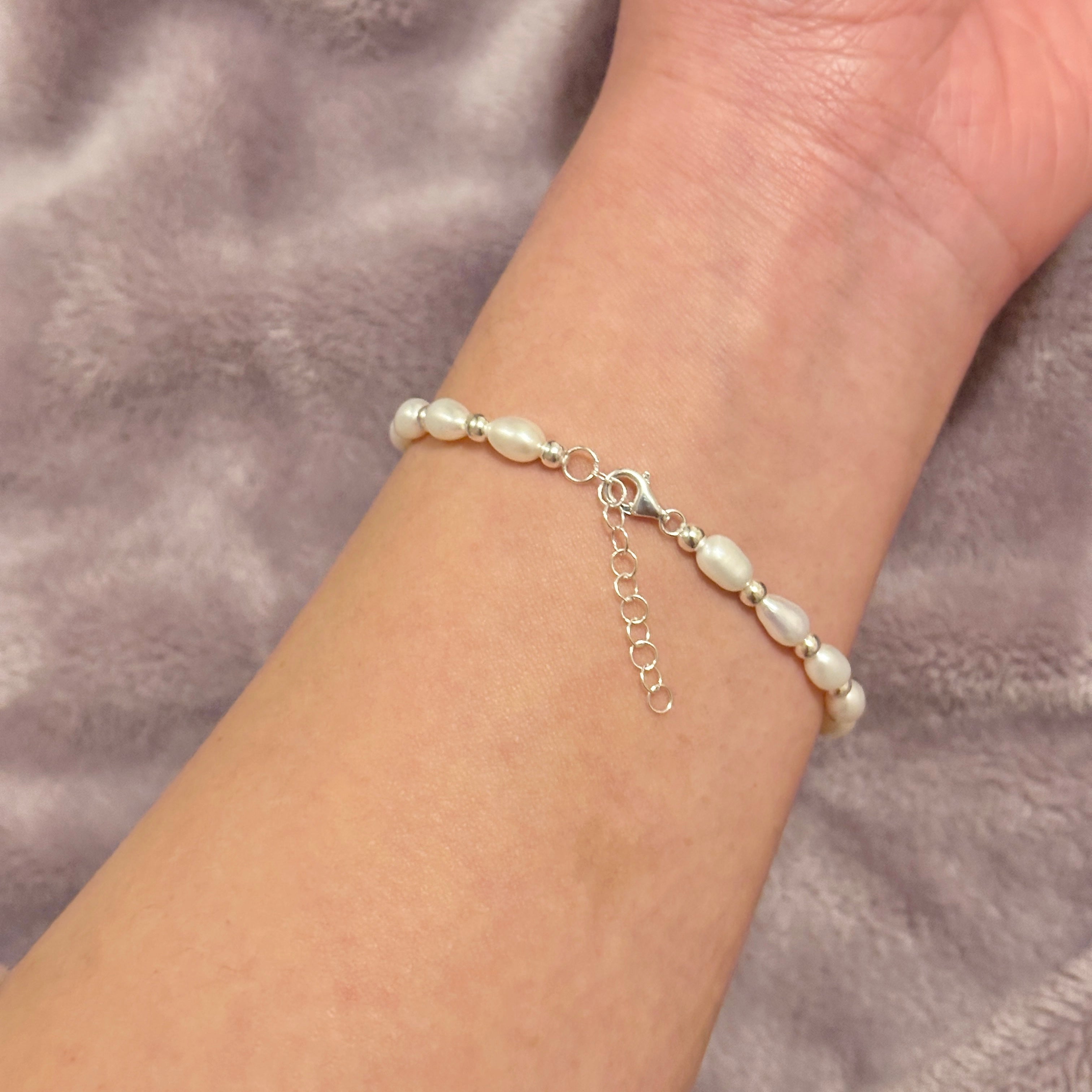 Freshwater Pearl & Bead Bracelet, 17 cm + 2.5 cm Extender