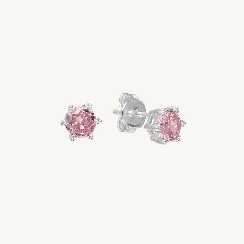 Pink Cubic Zirconia Solitaire Stud Earrings
