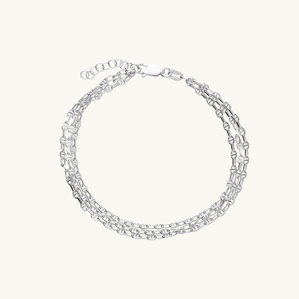 Triple Anchor Chain Bracelet, 20 cm