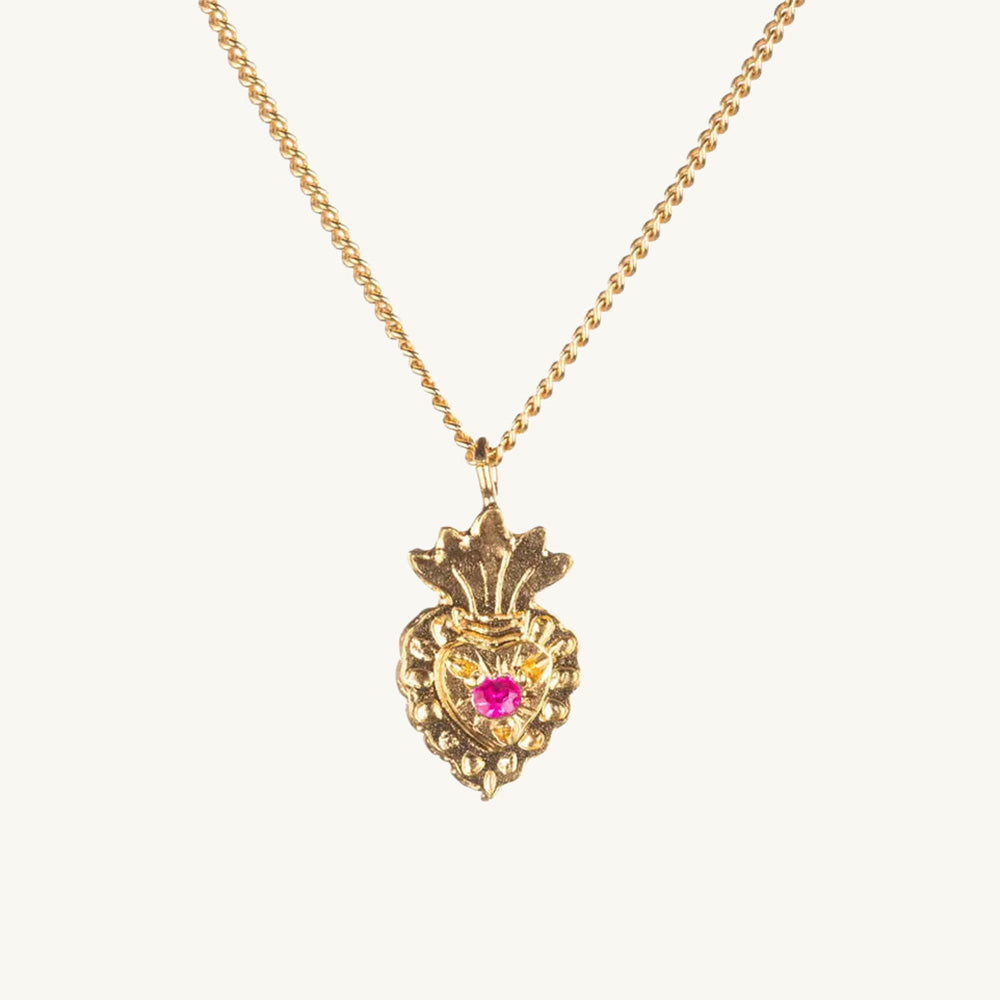 Mini Mexican Heart Necklace - Gold Vermeil