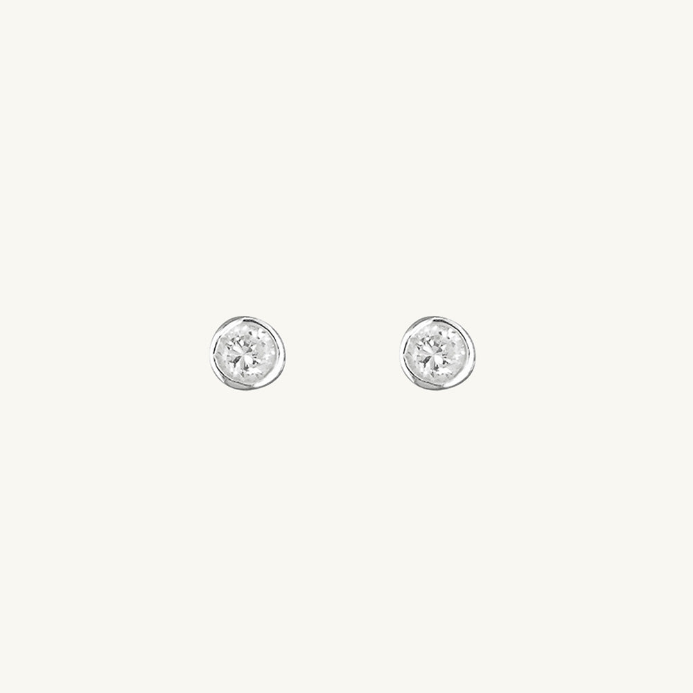 3mm Bezel-Set Cubic Zirconia Stud Earrings