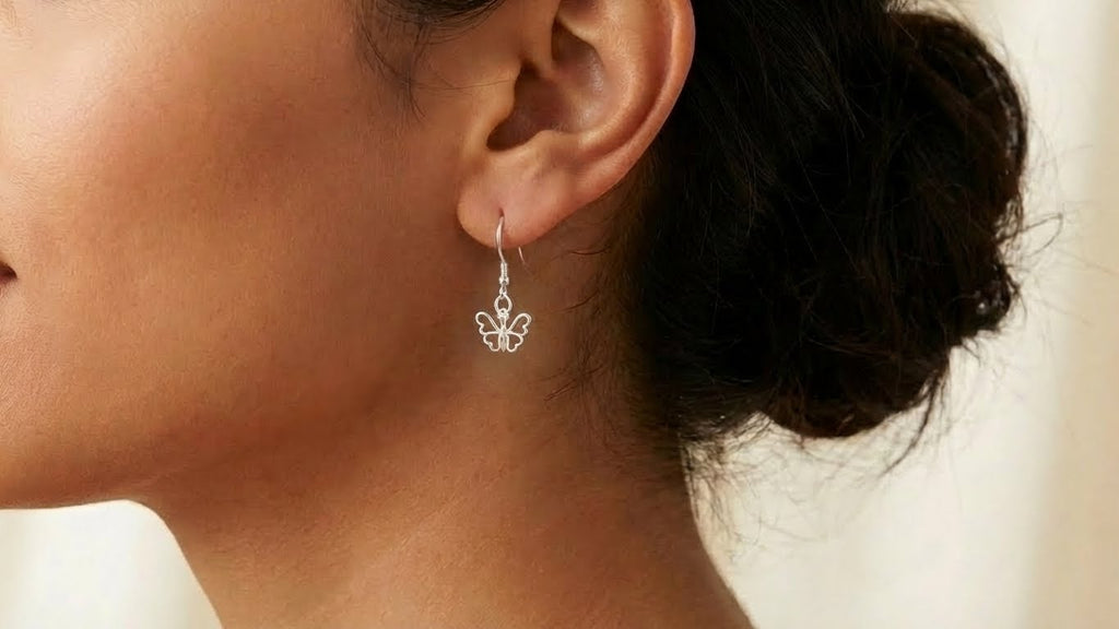 Small Outline Butterfly Hook Drop Earrings