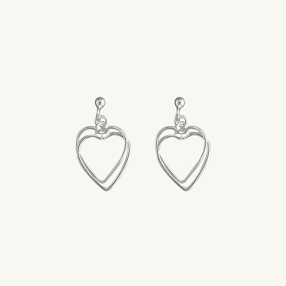 Interlocked Outline Hearts Drop Earrings